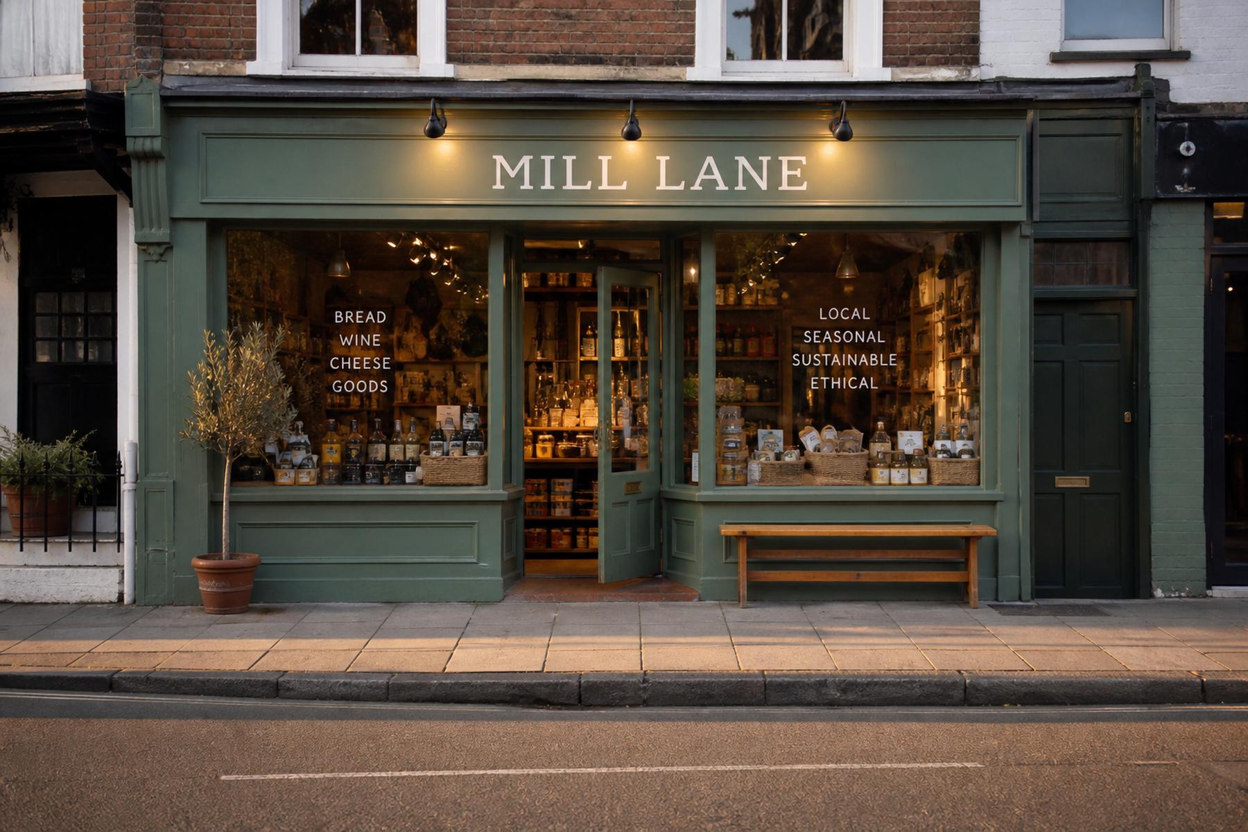 The Mill Lane Provisions demo website, a local shop in Hatherly